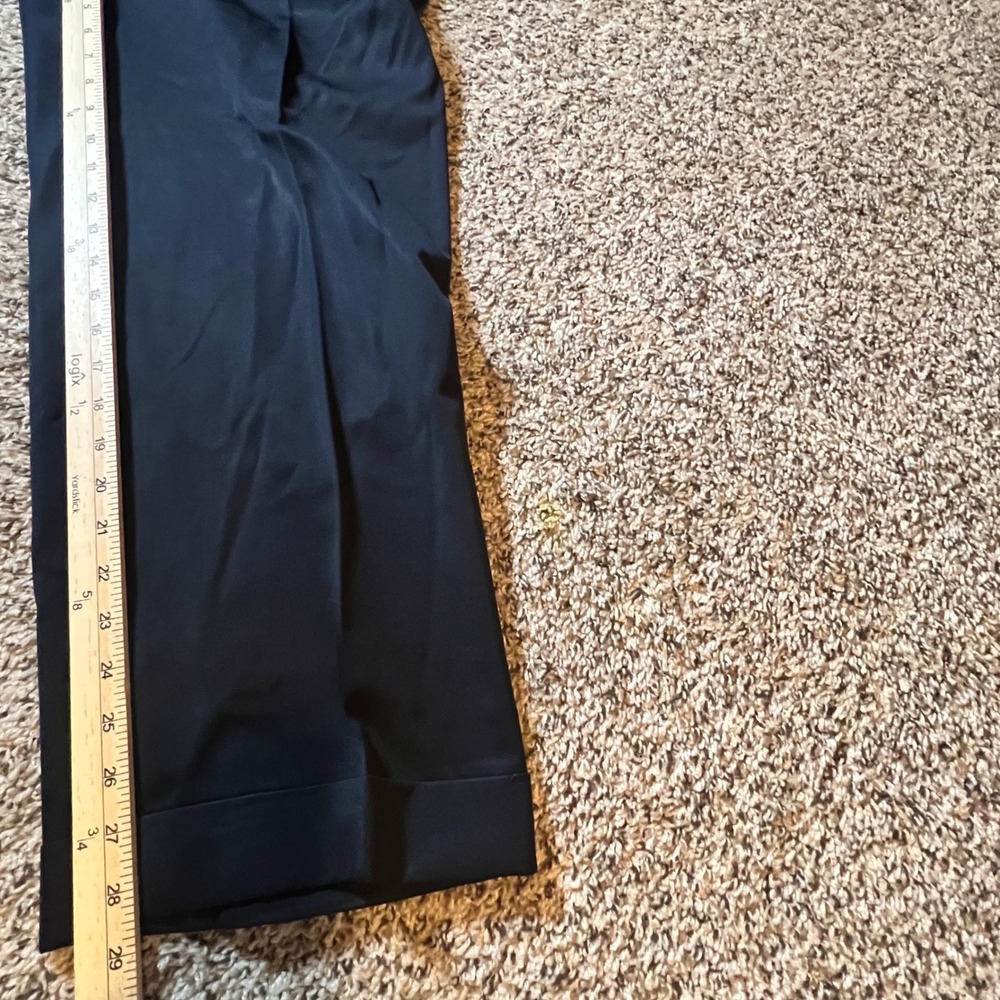 Zanella Bennett Navy Blue Pleated Wool Dress Pants Mens 36 Made in Italy Cuffed - Picture 5 of 7